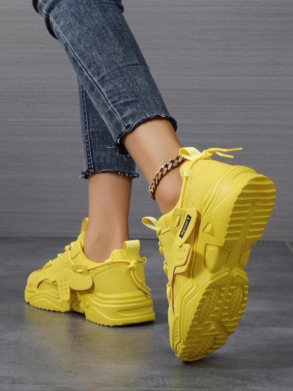 Women's Fashionable Solid Lace Up Sports Gym Sneakers, Casual Comfortable Sports Gym Shoes for Daily Wear, Female All-match Round Toe Sports Shoes for Daily Wear 3