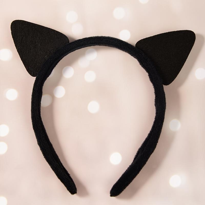 1pc Cute Cat Ear Headband with Glittery Pink Accents  Black & White Design for Parties, Christmas, New Years, Valentines Day, and Back-to-School Accessories, 5