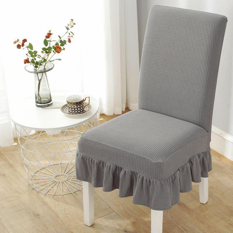 Skirt Chair Cover Dining Stretchable Universal Knitted Thick Elastic Antifouling Seat Cushion 6