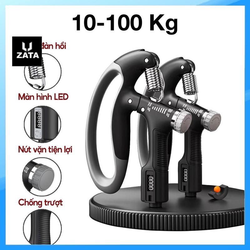  Kìm Tập Tay ZATA PROMAX Kìm Bóp Tập Cơ Tay Điều Chỉnh Lực 10-100kg có số đếm chữ D - KBTPRM Bóp Tay Tập Gym Tập Thể Dục 