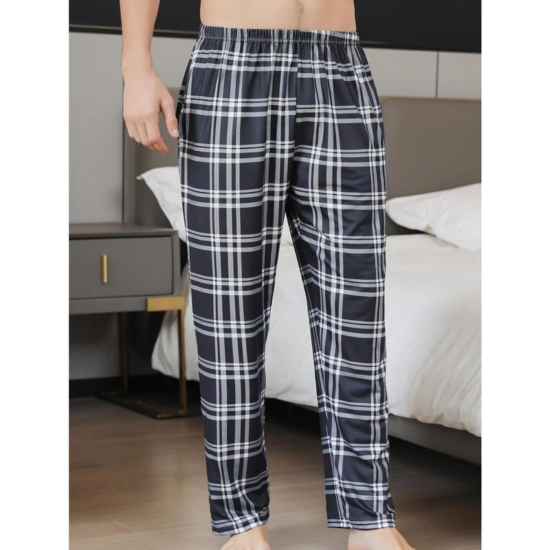 TikTok Shop 3 Pack Mens Pajama Pants Silk Satin Pj Plaid Loungewear Lounge Pants With Pockets Sleepwear
