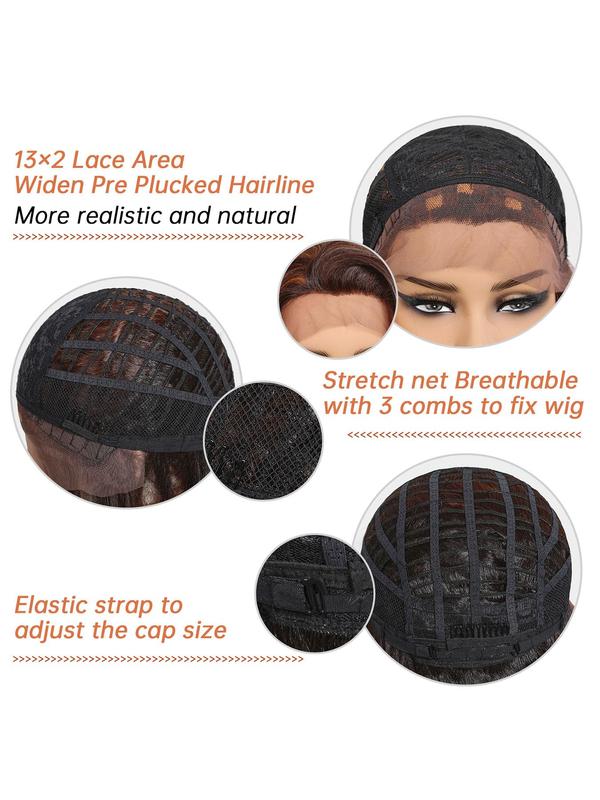 24 Inch Long Straight Wigs for Women, Gorgeous Fluffy Wigs without Bangs, Synthetic Lace Wigs for Party, Daily Use 6