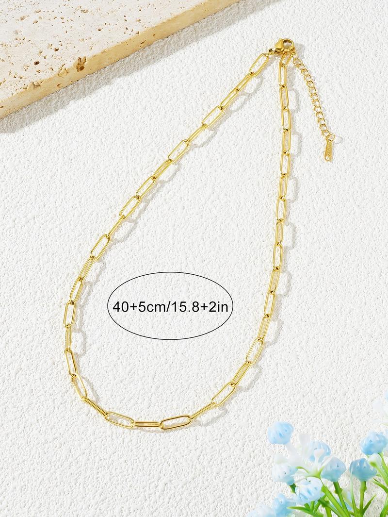 Product Introduction of European and American Style Hip Hop Fashion Geometric Elements Fashion Simple Titanium Steel Bare with 18K Gold Plated Bracelet Collarbone Necklace Set 0