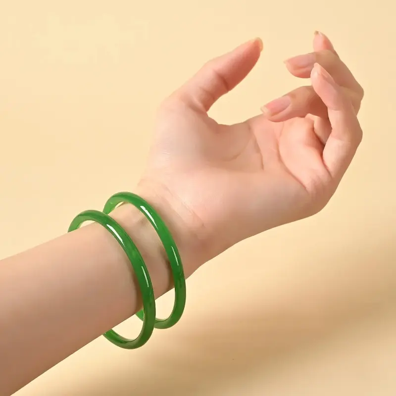 Vòng Tay Leng Keng, Chất Liệu Thủy Tinh Giả Ngọc Bích, Đơn Giản Và Thanh Lịch, Thiết Kế Bước Bước Nhỏ, Phong Cách Cấm, Phụ Kiện Hanfu, Vòng Tay Leng Keng, Vòng Tay 3