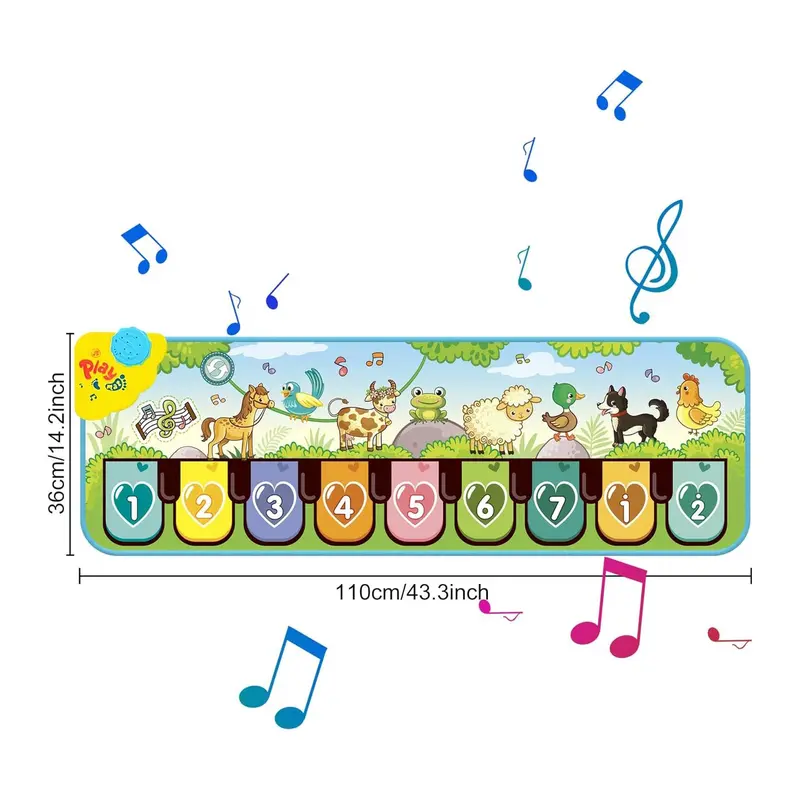 Dance Mat, 8 Animal Sound Modes Touch Game Mat, Music Mat for 3+ Years Old, Educational Toy for Kids, No Battery Provided 1