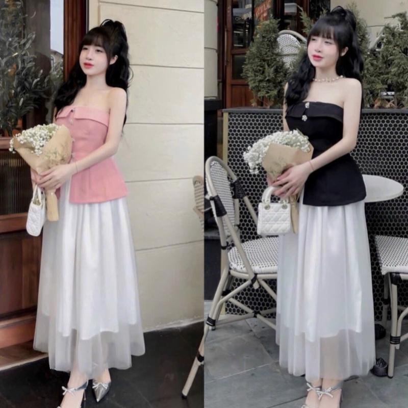 Set đồ tiểu thư áo cup ngực form peplum đính cúc ngọc mix chân váy ren trắng vừa sang trọng vừa xinh cho nàng diện đi chơi, đi tiệc hay đi hen hò. ( kèm nút đính như hình)  Nữ Women Kem Viền Ren trắng kem lễ hội botieuthu
