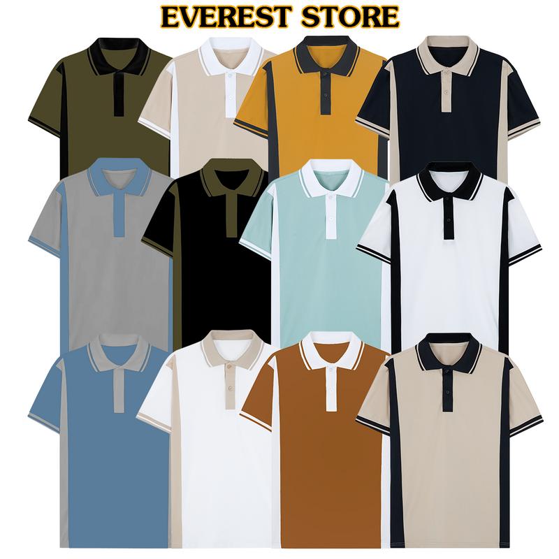 Áo thun polo nam vải cá sấu phối sọc viền tay viền cổ Everest 12 mẫu phối màu Menswear Shirt Có Cổ  Cộc Tay  màu hot Tết 2025