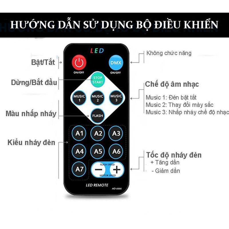 Đèn Led Xoay Trang Trí 7 Màu Cảm Ứng Xoay Theo Nhạc Có remote 6