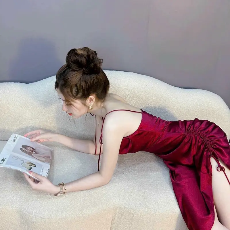 Đầm kiểu xẻ rút dây 2s Nữ mẫu mới hottren đỉnh chóp sang chảnh 8