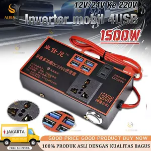 1500W DC 12V / 24V Ke AC 220V Adaptor Inverter Daya Mobil USB Portabel Portabel Dengan 4 Port USB Pengisi Daya Soket Universal Mobil Pengisian Cepat