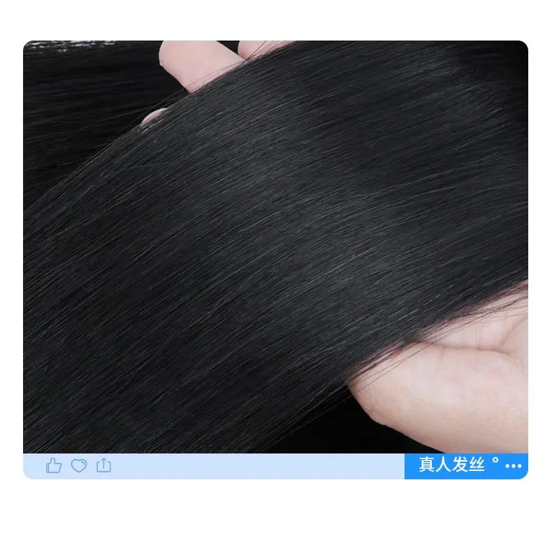 wig pria, wig rambut manusia patch botak pria tak terlihat wig klip kerucut pengganti mulus, cocok untuk dipakai sehari-hari, hitam 3