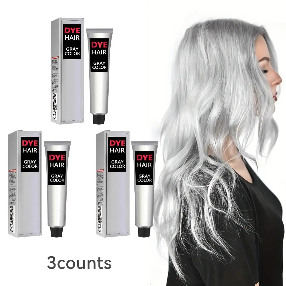 Gray Hair Dye Cream, 3 Counts/set Long Lasting Hair Dyeing Cream, Hair Care & Styling Product for Women & Men