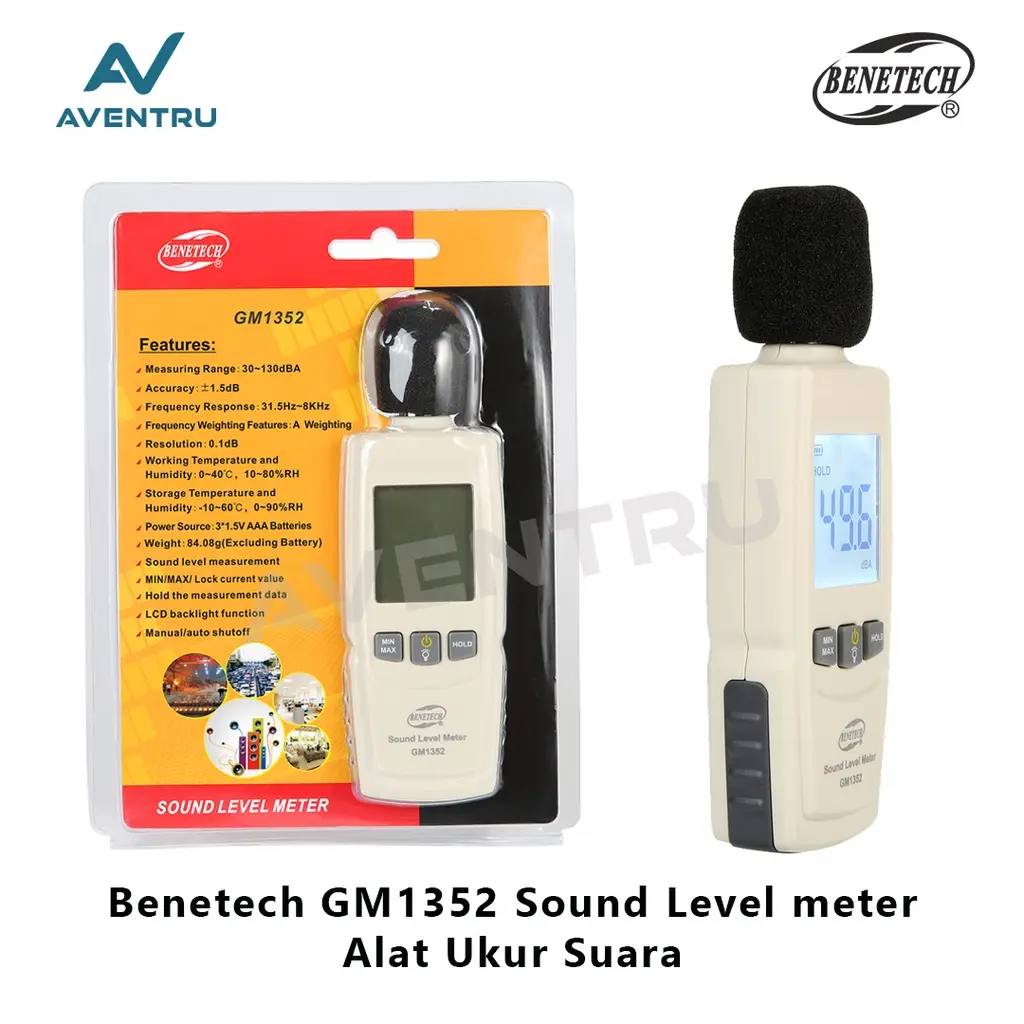 Benetech Sound Level Meter Noise Tester Desibel Decibel Meter Alat Ukur Suara GM1352