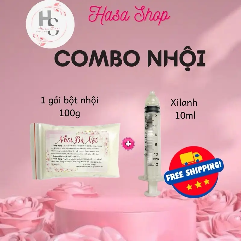 Combo bột nhội kèm xilanh 10ml hỗ trợ vi.êm ph.ụ kh.oa 0