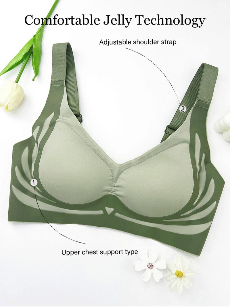 Product Introduction of Women's Colorblock Print Wireless Bra, Elegant Comfortable Breathable Adjustable Strap Push Up Bra, Soft Support Lingerie for Daily Wear 4