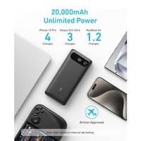 Gambar Anker Power Bank 20,000mAh Travel Essential Portable Charger with Built-in USB-C Cable, 3-Port 87W Max Fast Charging iPhone 16 15 Samsung - A1383 - Hitam dari Anker Official Medan Kota Medan 3 Tokopedia