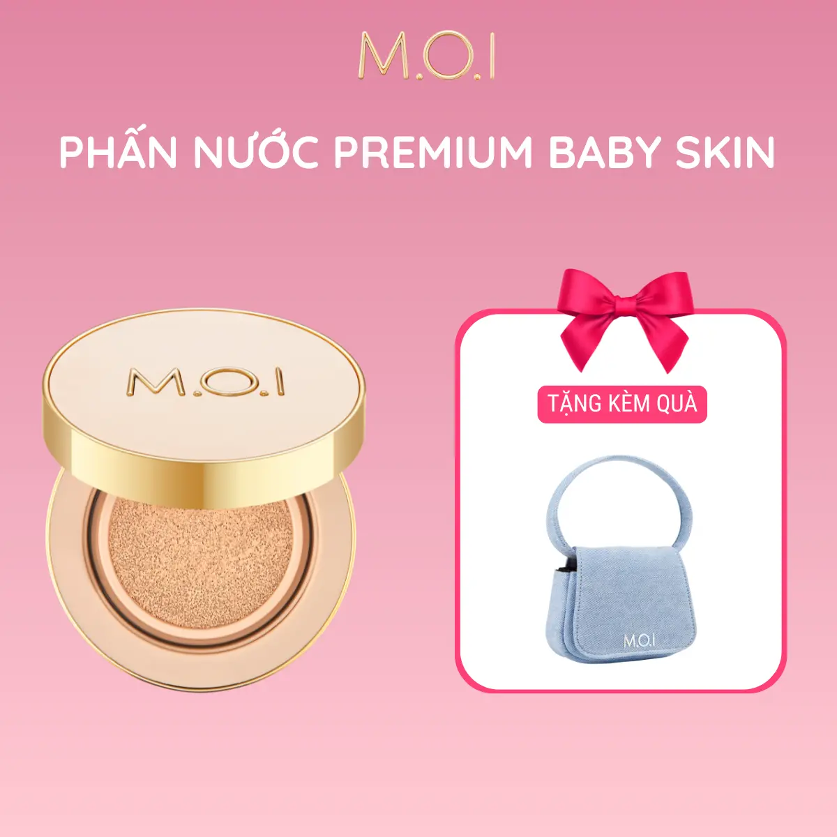 (Tặng kèm quà) Phấn nước M.O.I Premium Baby Skin Cushion- Phiên bản cải tiến che phủ cao, dưỡng ẩm, chống nắng SPF 50 PA +++ 12g