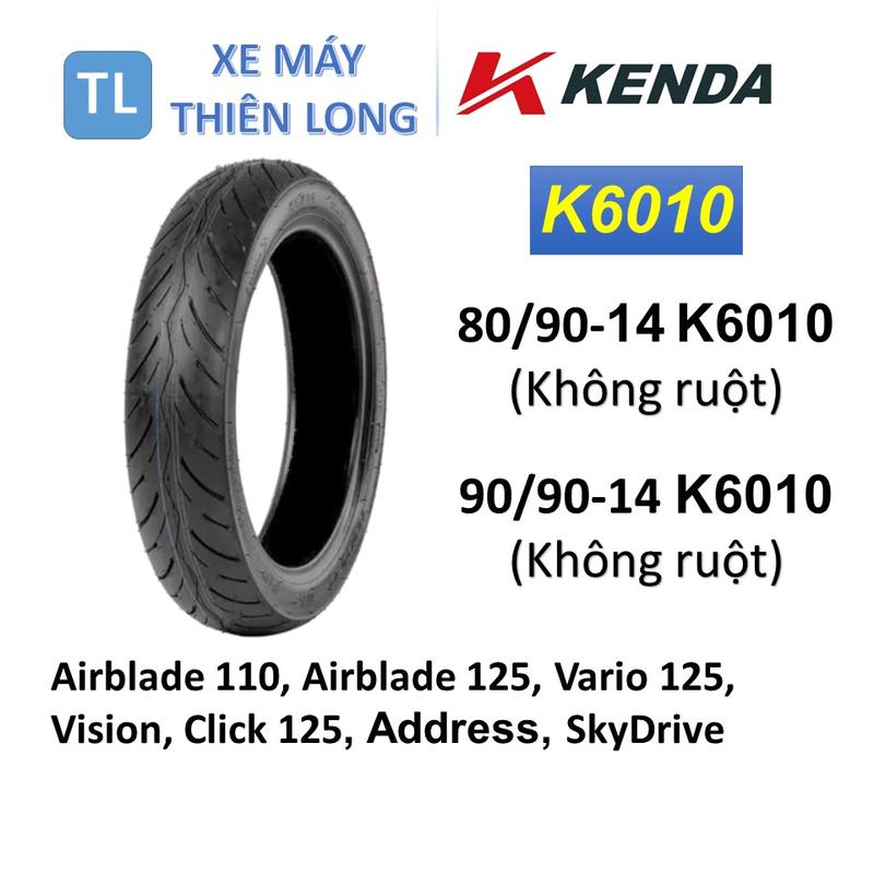45. Lốp vỏ KENDA không ruột 80 90-14 K6010 & 90 90-14 K6010 dành cho xe Airblade 110 Airblade 125 Vario 125 Vision Click 125 Address SkyDrive.