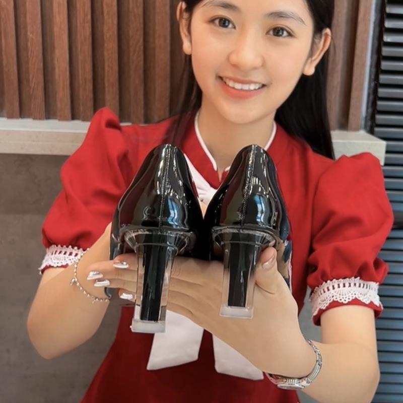 Giày cao gót nữ mũi nhọn Đế Cao , cổ tròn lên chân mềm mại - Xưởng Giày Bánh Bèo mã Cotron Shoes Len 5