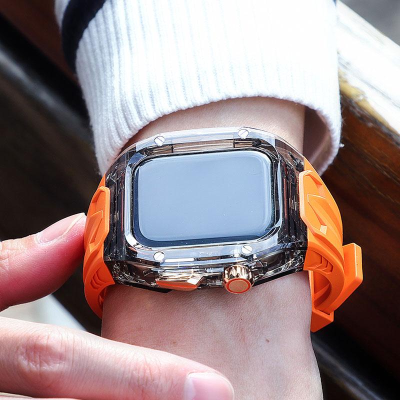  Vỏ PC và dây đeo TPU sang trọng dành cho Apple Watch 49mm 45mm 44mm 41mm và 40mm dây đeo Khóa bằng thép không gỉ Tương thích với iWatch 9 8 7 6 5 Sửa đổi tự làm Smartwatch Phụ Kiện 