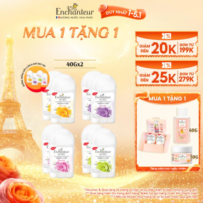 DUY NHẤT 1-5.1 Combo 2 Sáp Khử Mùi Dưỡng Da Enchanteur Charming 40g chai