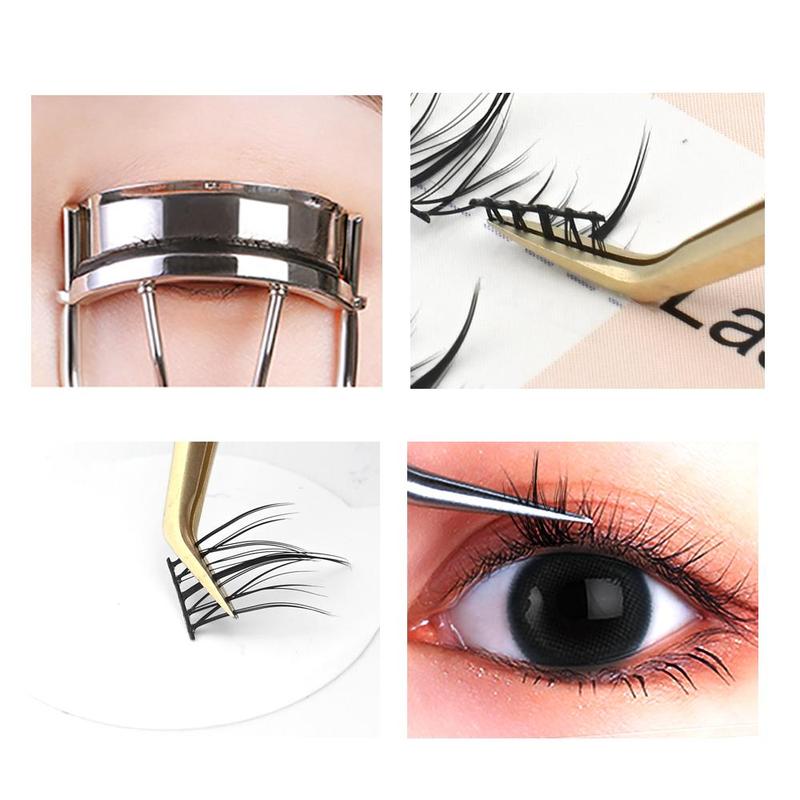 Mixed Length & Style Fluffy Cluster False Eyelashes, 1 Set Natural Curl Wispy Cat Eye Style Faux Cluster Lashes Strip Lashes 3