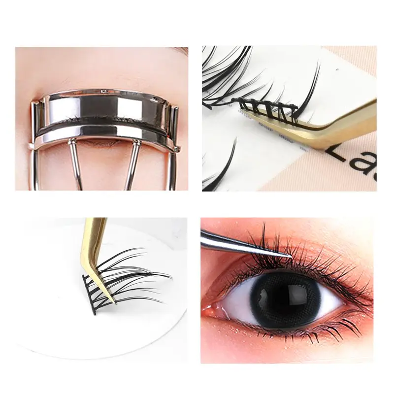 Mixed Length & Style Fluffy Cluster False Eyelashes, 1 Set Natural Curl Wispy Cat Eye Style Faux Cluster Lashes Strip Lashes 2