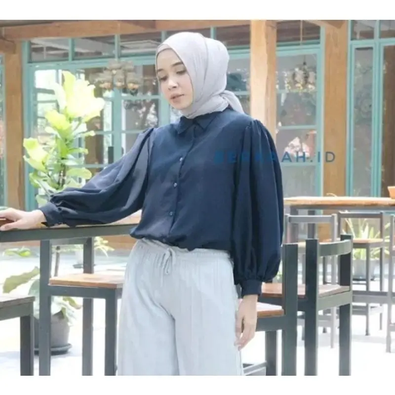 Kemeja Wanita Kekinian Crinkle Airflow Pemium By AS3 Atasan Panjang Baju Dewasa Oversize Casual Cewek Katun 3