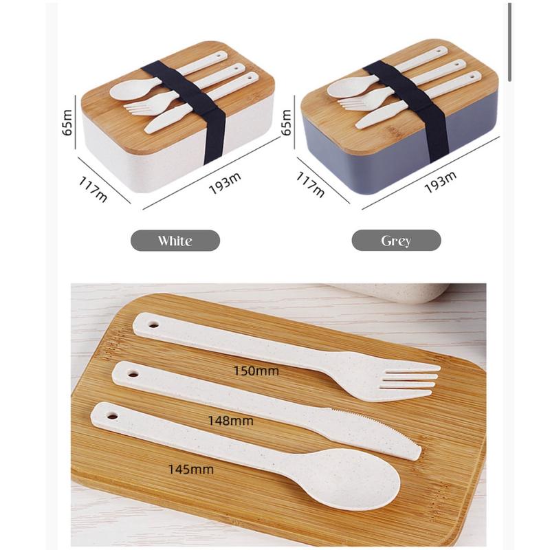 【TEC】BAKO Bento Box Kotak makanan Bekal Makanan Kotak Penyimpanan Makanan Lunch box Kotak Bekal Estetik Kayu minimalis Kotak Makan Tempat Makan Sendok Garpu 3