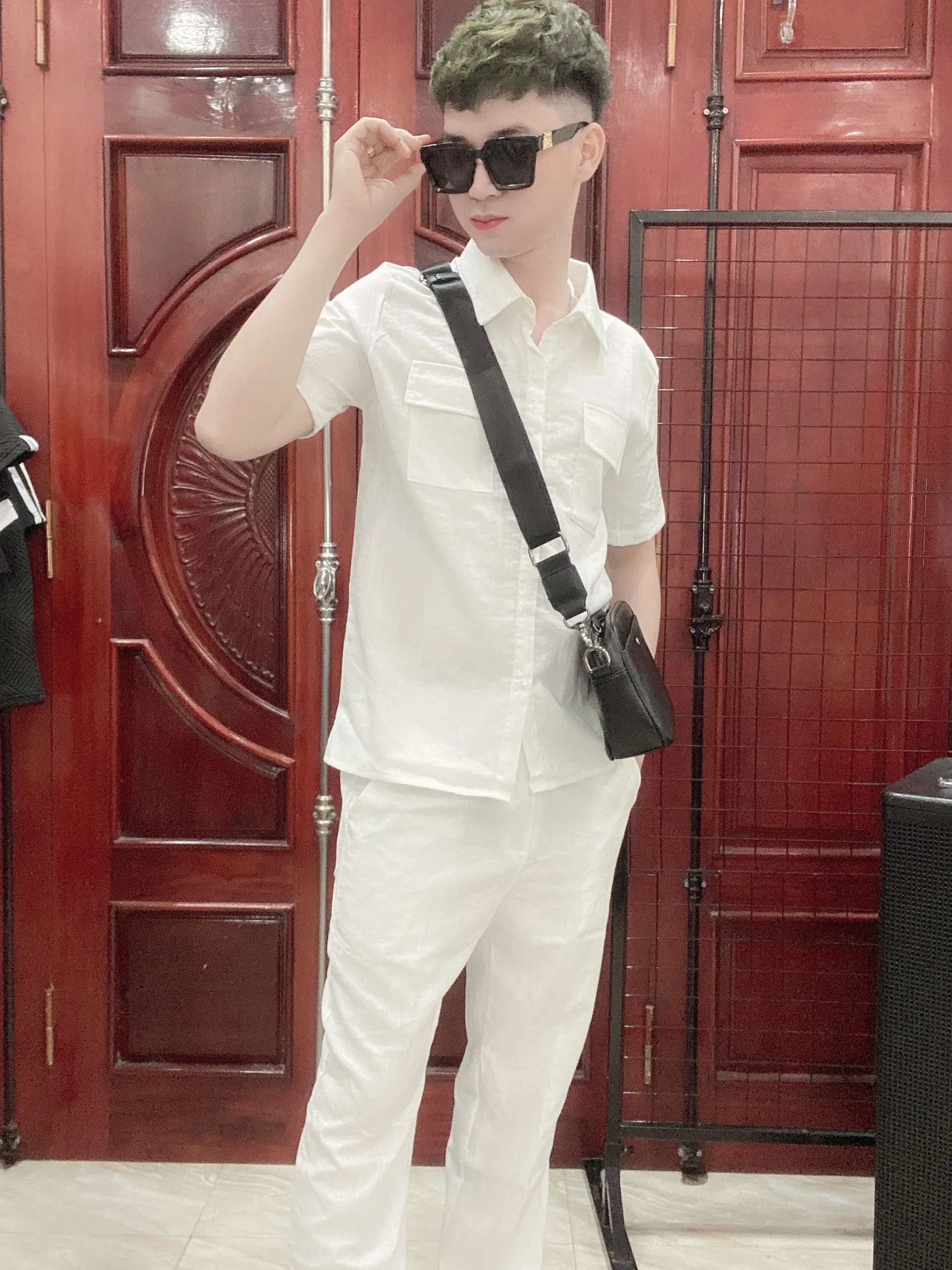 Bộ đồ nam chất đũi  quần dài áo có cổ  Menswear