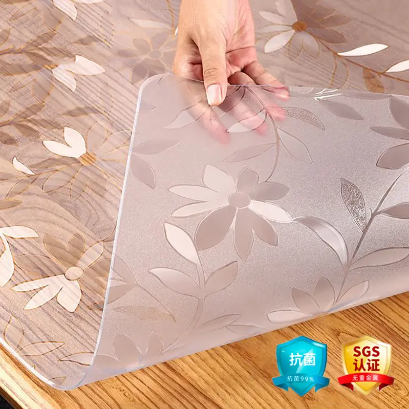 Khăn trải bàn trong suốt, chất liệu PVC mềm kính dày, hình tròn, không thấm nước và chống dầu và chịu nhiệt, thích hợp cho bàn ăn và bàn trà, có dụng cụ cạo pha lê, hình chữ nhật