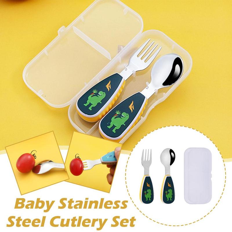 Product Introduction of 1 Set Cute Tableware Food Training Spoon Dessert Spoon For Children Feeding Spoon Fork Baby U0F6 18