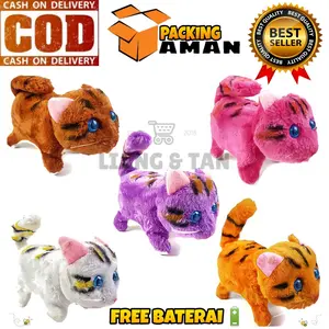 ( BISA COD ) PROMO FREE BATERAI Mainan Anak Kucing Jalan Boneka Kucing Robot Hewan Bergerak Bersuara