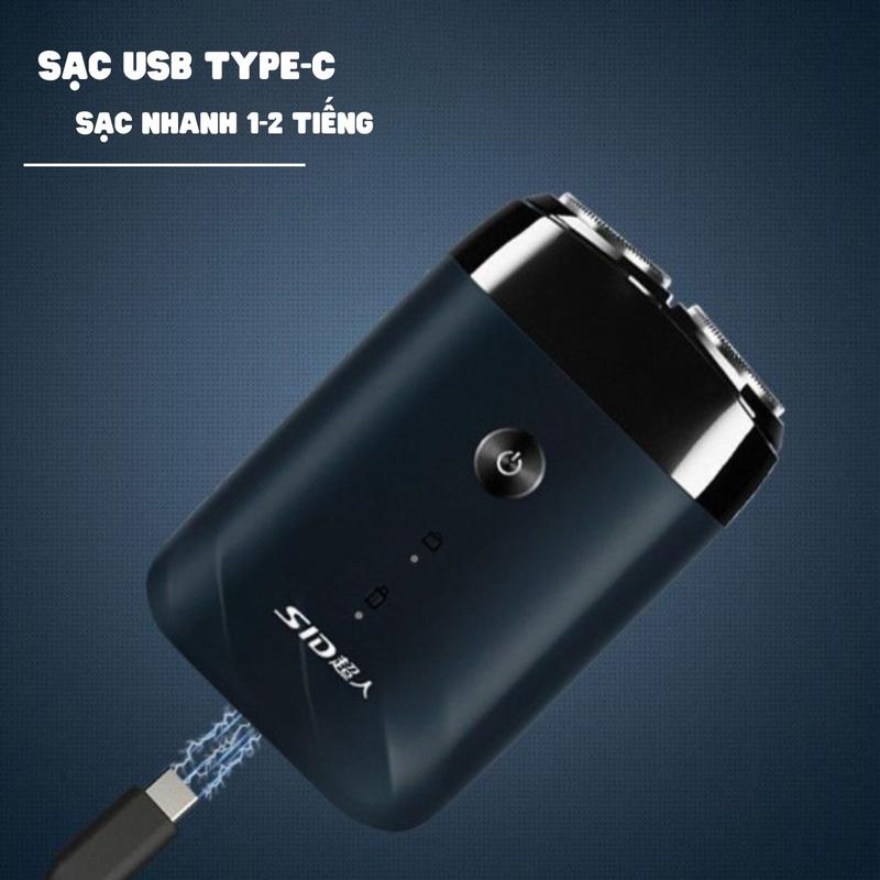 Máy cạo râu mini SID RS210, công suất 8W, Chống nước ipx7, sạc Type C tiện dụng, có khoá máy an toàn, chống kẹt râu thông minh, Bảo hành 12 tháng má y