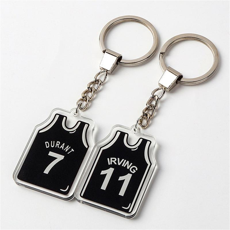 Printed On Both Sides Jersey Shape Keychain Charms Sports Key Rings Basketball Fan Trinket Souvenir Accessories Gifts 4
