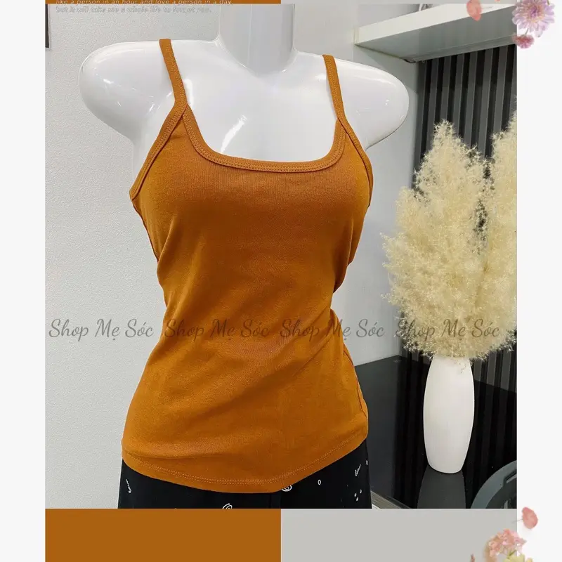 Áo hai dây nữ bản nhỏ , chất Cotton trơn bassic, chất mát lạnh cho nữ co giãn 6