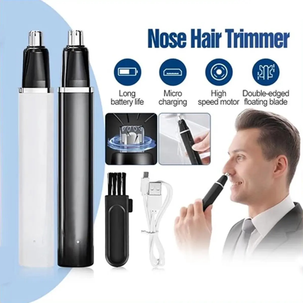 Electric Nose Hair Trimmer Portable Razor Trimmer Removable And ...