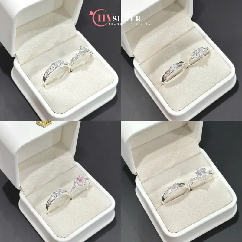 (Link 1) Các mẫu nhẫn đôi bạc CHY SILVER full box da như ảnh bạc thật