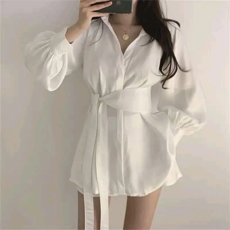 sét bộ đồ nữ sơ mi dài tay quần đùi  kèm dây buộc eo  nữ  ,chất đũi 2 màu sang chảnh Women Áo