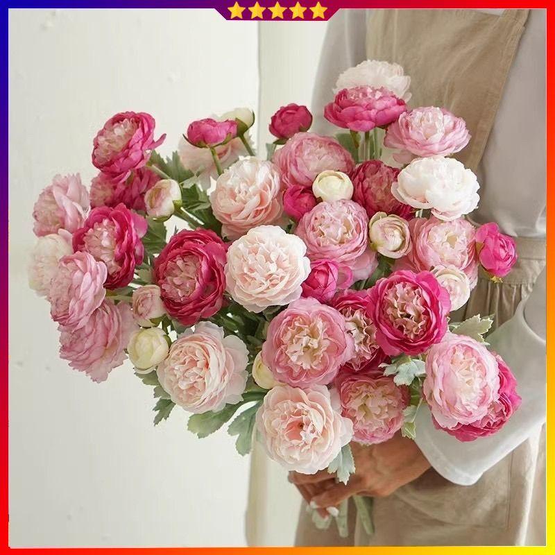 Hoa mao lương lá bạċ cao cấp-loại 1- mẫu đơn thân lông-hoa giả trang trí r