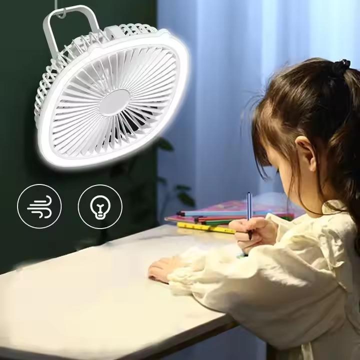 Kipas Angin Portable 4in1 Dengan Lampu LED Kipas Angin Lipat USB Kipas Duduk Multifungsi Kipas Gantung 7
