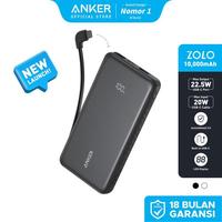 Gambar Anker Zolo Portable Power Bank 10,000mAh / 20,000mAh 3 ports with Built-in Type-C Cable Type-A port 22.5W Fast Charging PD PPS, Pass Through Charging, Compatible for iPhone, Samsung - A110D / A110E - 20K - Black 20k mAh dari Anker Official Medan Kota Medan 3 Tokopedia