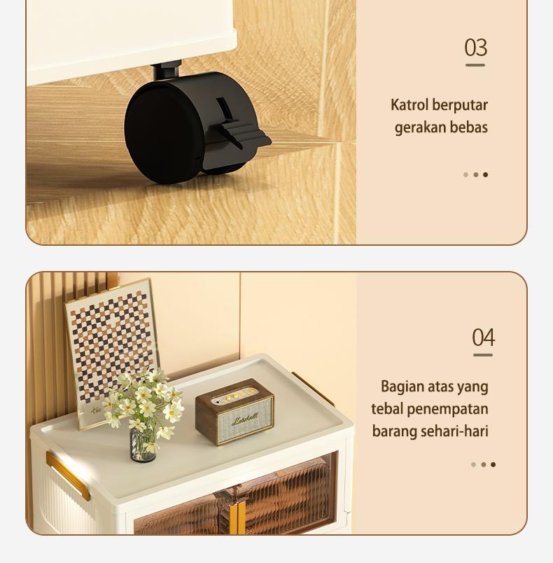 FIXIT Lemari Pakaian Plastik Lipat 50cm*60cm dengan Roda Putar 360° Multifungsi dan Kapasitas Besar untuk Penyimpanan Serbaguna