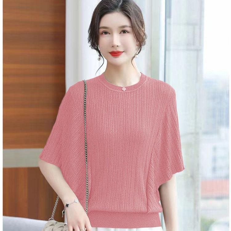 Product Introduction of Áo Phông Dáng Rộng Cho Nữ, Ngoại Cỡ, Áo Cánh Dơi, Làm Bằng Lụa Lạnh, ngắn Tay, Áo Thường Ngày Thích Hợp Cho Mùa Hè, Áo Cánh Mỏng, Quần Áo Nữ 3