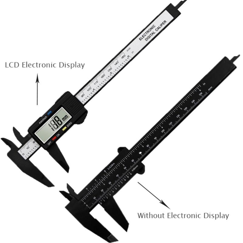 New 150mm Electronic Digital Caliper LCD Screen Conversion in Inches and Millimeters Carbon Fiber Dial Vernier Caliper Plastic Gauge Depth Gauge Micrometer Measuring Tool 4