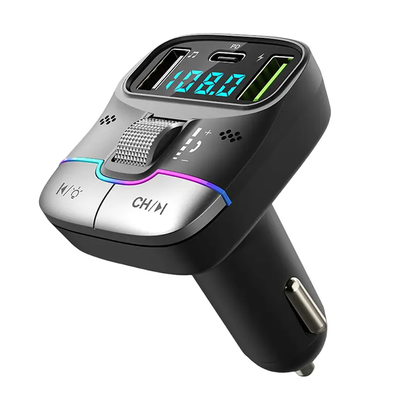 FM Transmitter, Bluetooth Hands-Free, Máy điều chế Radio AUX trên ô tô Cầm Tay Máy nghe nhạc MP3, với bộ Chuyển Đổi sạc nhanh, Phụ kiện ô tô 7