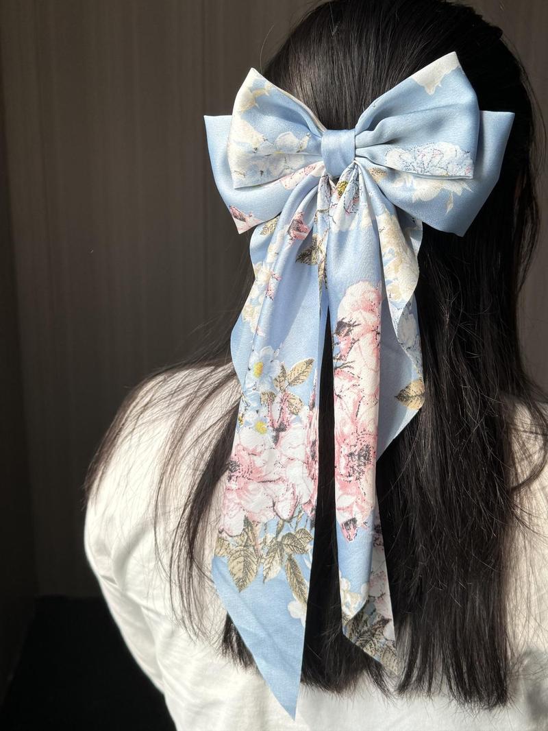 Product Introduction of Floral Print Bow Decor Hair Clip (2pcs), Cute Bouquet Print Hair Accessories for Women & Girls, Casual Versatile Hair Accessories for Daily Wear, Barrettes Hair Clips 15