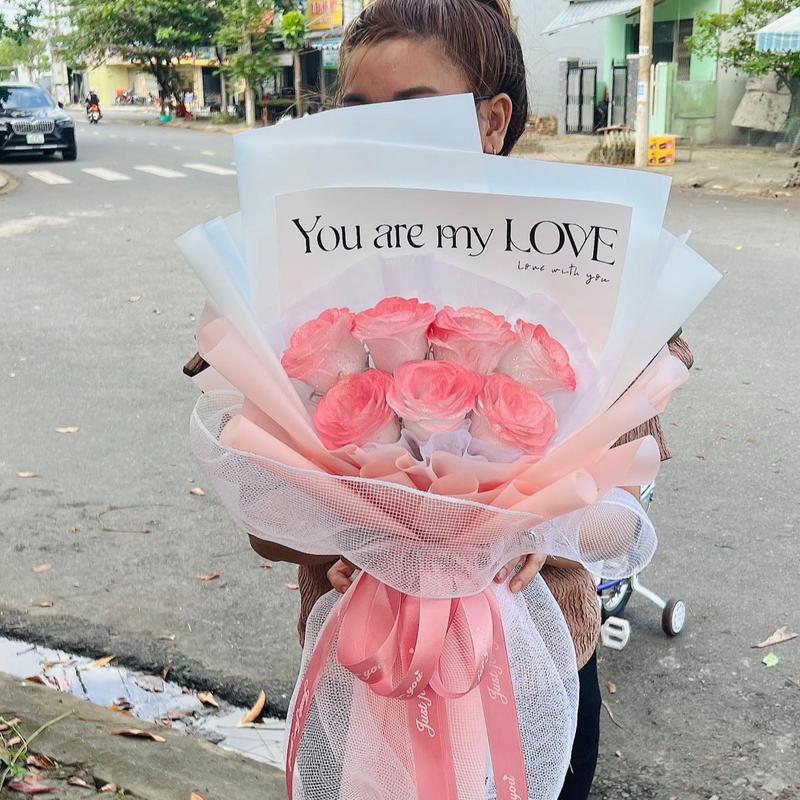 Bó Hoa Nhũ Kim Tuyến Màu Hồng Galaxy tặng đèn nháy Mẫu Hót Nhất Hoa hồng Đồ trang trí deco phòng Decor Phòng Trang Trí Nhà Decor