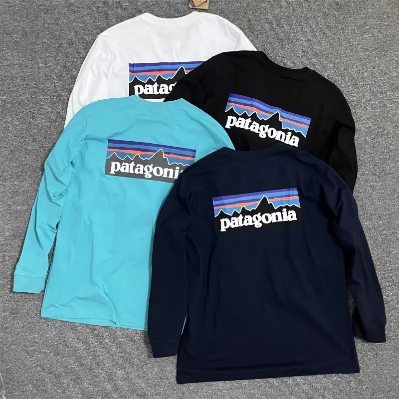 Patagonia Long Sleeved T-shirt Men's Trendy Loose Oversized High Street Ins Casual Round Neck Base Shirt