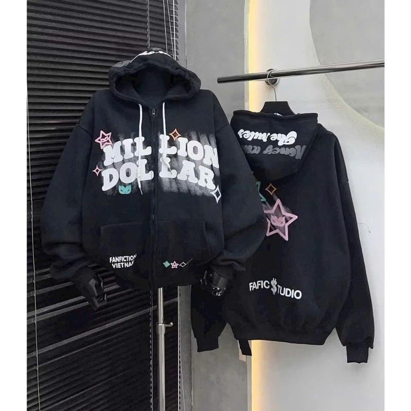 Áo Khoác Hoodie Nam Nữ Nỉ Bông In Boxy Millon Dollar 3D Siêu HOT HIT - Men's Jacket - Menswear Có Túi - Dài Tay